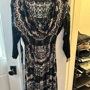 Free People Black and White Long Sleeve Dress